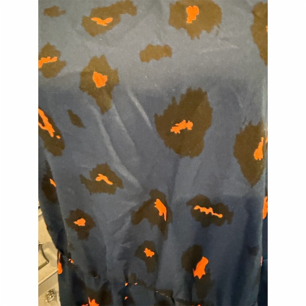 SHEIN Dress Womens XL Navy Blue Animal Print Ruffle Sleeve Shift Knee - Picture 4 of 6